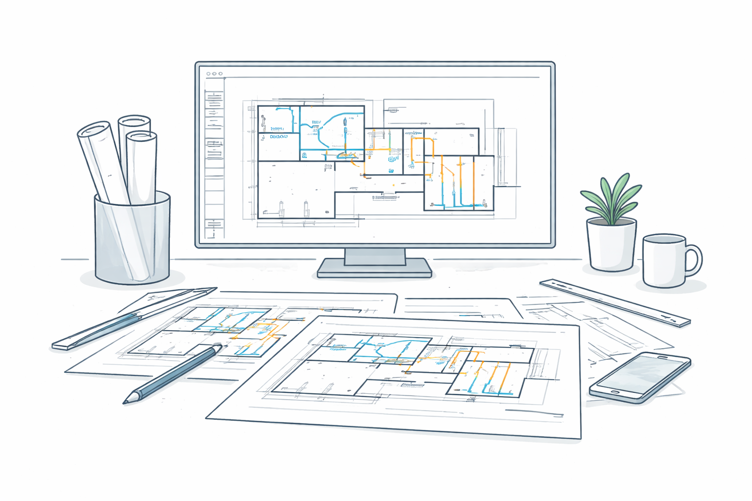 Architect reviewing systems design